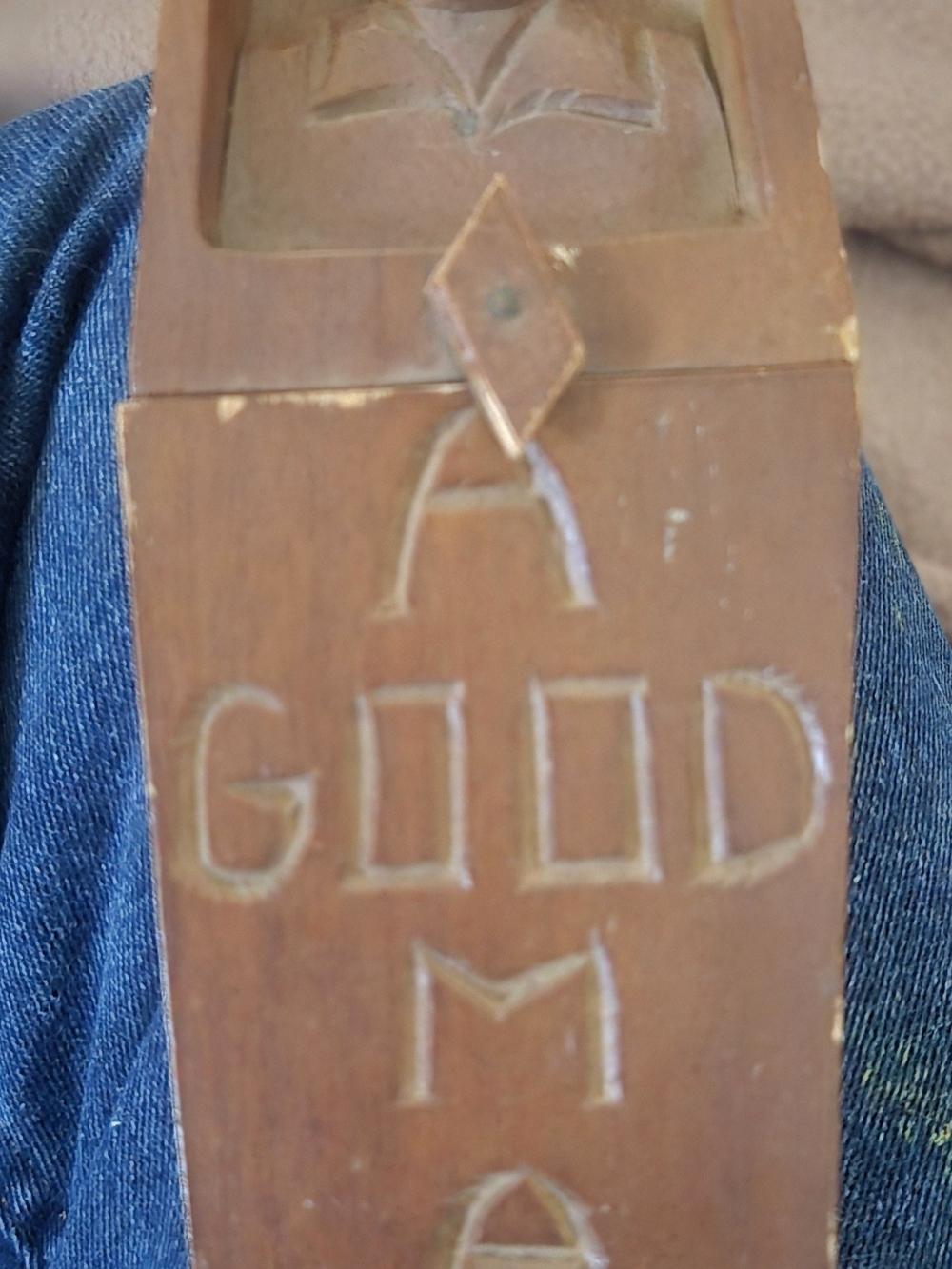 Hand-Carved Wooden A Good Man Adult Themed Gag Gift